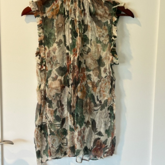AUTHENTIC ZIMMERMANN ARCADIA RUFFLE SILK TOP IN FLORAL SIZE 2 US SIZE M SOLD OUT - Picture 5 of 13